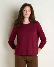 Load image into Gallery viewer, TOAD&CO RE-FORM LONG SLEEVE CREW BURGUNDY WOMENS TOP