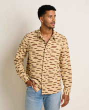 Load image into Gallery viewer, TOAD&CO PINEVALE LONG SLEEVE BUTTON DOWN CHAI TROUT PRINT MENS SHIRT