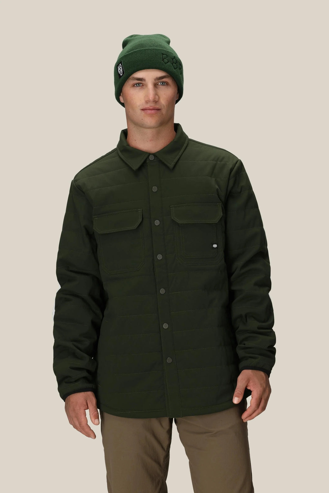 686 THERMALDRY SNAP UP SHIRT DARK GREEN MENS BUTTON DOWN