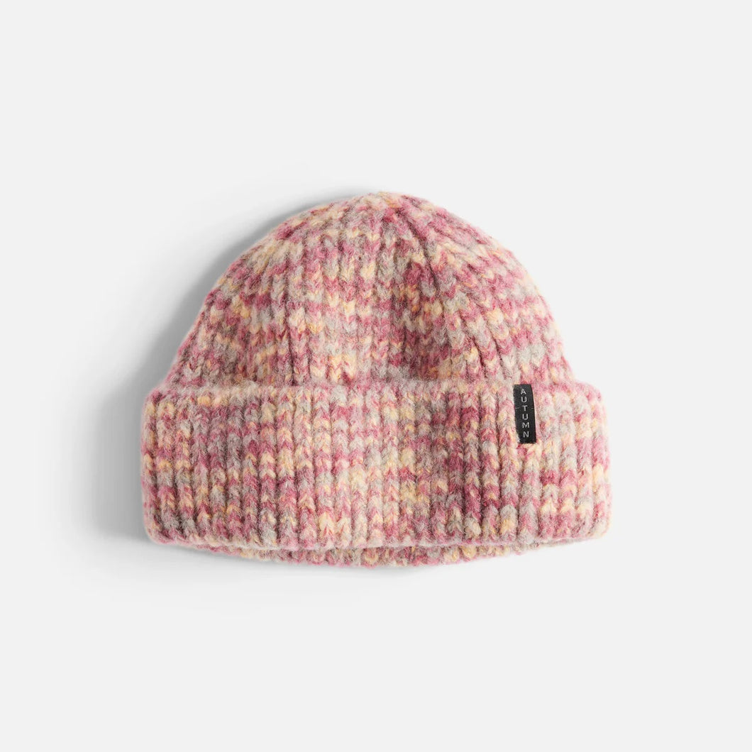 AUTUMN MARBLE KNIT RED BEANIE