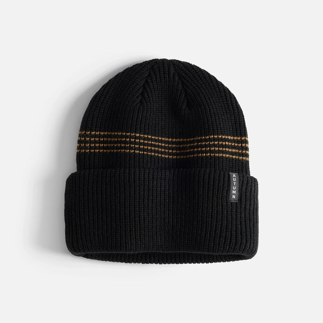 AUTUMN MINI STRIPE BLACK BEANIE