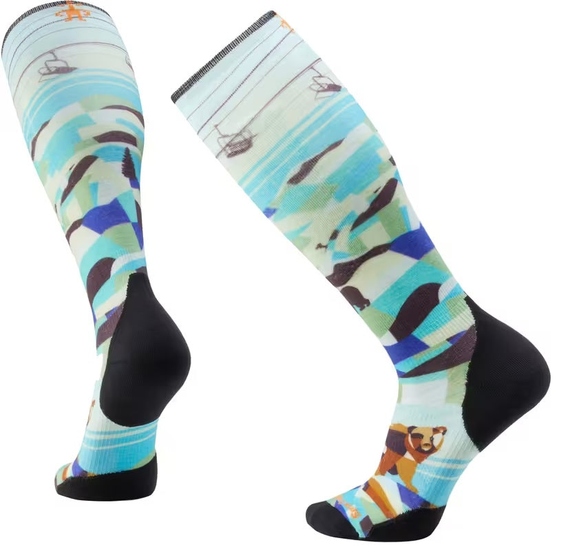 SMARTWOOL SKI TARGETED CUSHION BEAR COUNTRY PRINT OTC UNISEX SOCKS