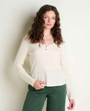 Load image into Gallery viewer, TOAD&amp;CO FOOTHILL POINTELLE HENLEY LONG SLEEVE SALT WOMENS TOP
