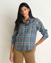Load image into Gallery viewer, TOAD&amp;CO RE-FORM FLANNEL SHIRT TWILIGHT PATTERN LONG SLEEVE BUTTON DOWN WOMENS SHIRT

