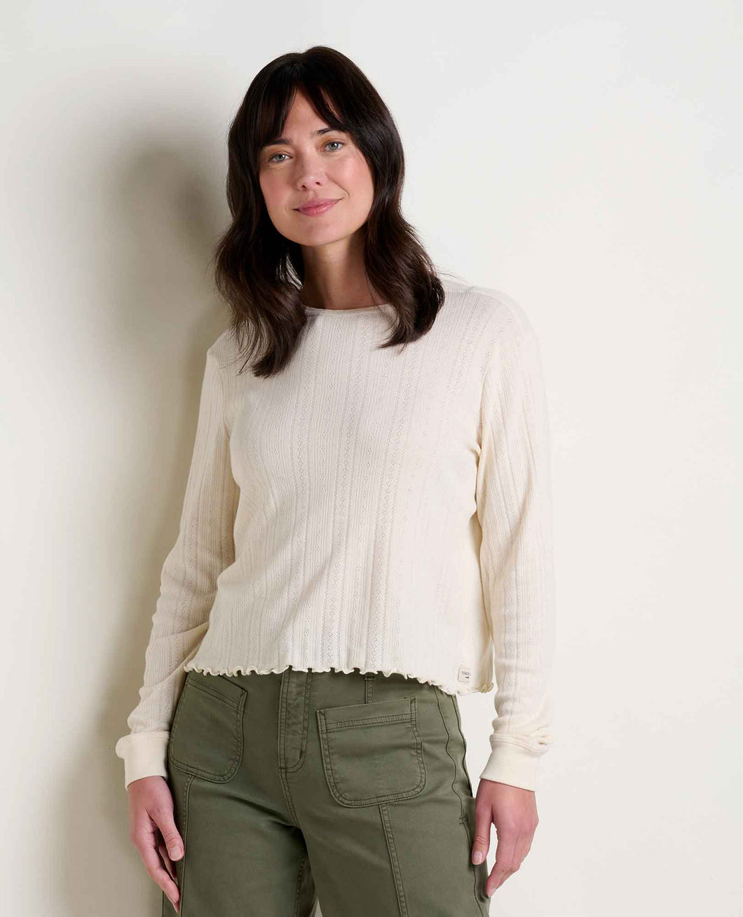 TOAD&CO FOOTHILL POINTELLE LONG SLEEVE CREW II WOMENS TOP