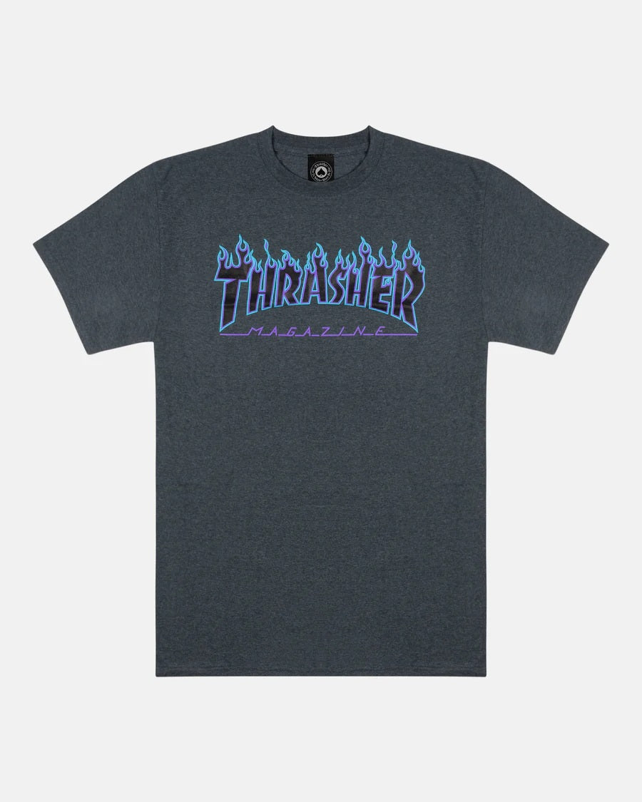 THRASHER FLAME LOGO DARK HEATHER MENS T-SHIRT