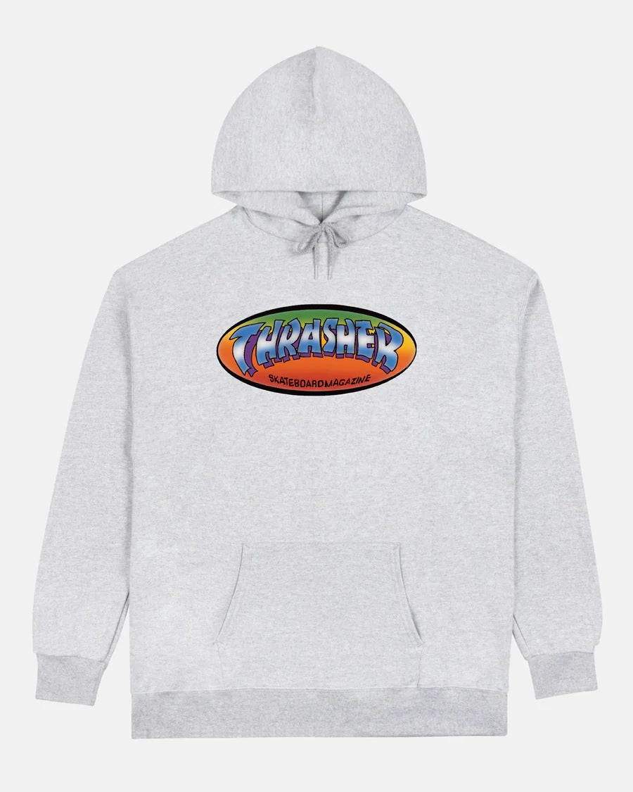 THRASHER NINETY-FIVE BY SPANKY ASH GREY MENS HOODIE