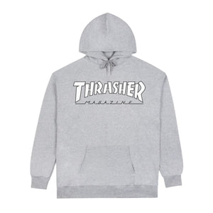 THRASHER OUTLINED HOODIE GREY/WHITE MENS HOODIE