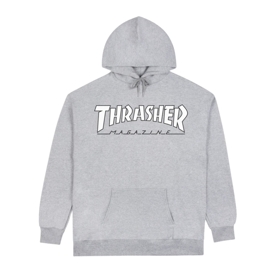 THRASHER OUTLINED HOODIE GREY/WHITE MENS HOODIE