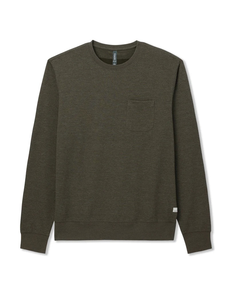 VUORI JEFFREYS CREW 2.0 OLIVE HEATHER MENS SWEATSHIRT