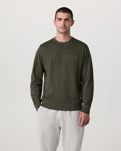 VUORI JEFFREYS CREW 2.0 OLIVE HEATHER MENS SWEATSHIRT