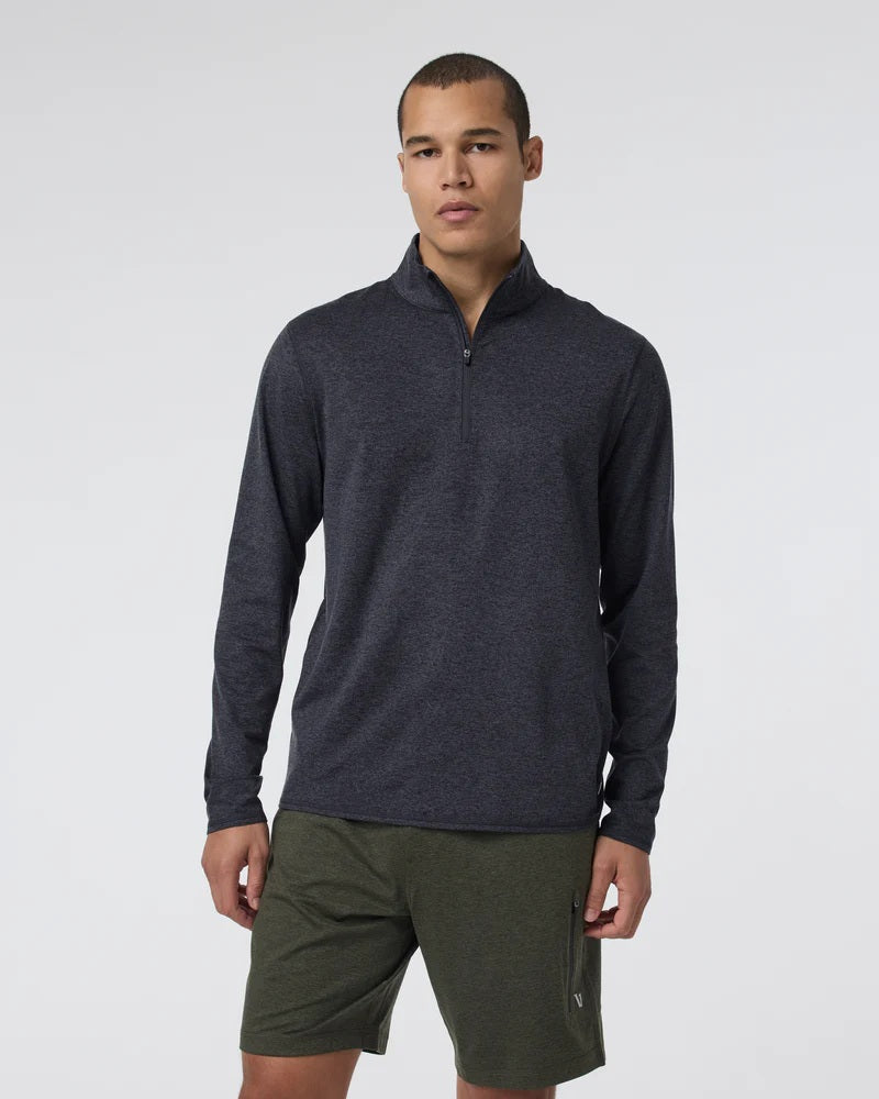 VUORI PONTO HALF ZIP MOCK NECK CHARCOAL HEATHER MENS SWEATSHIRT