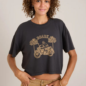 ROARK MOTO SKELE BOXY CROP PREMIUM TEE WOMENS T-SHIRT