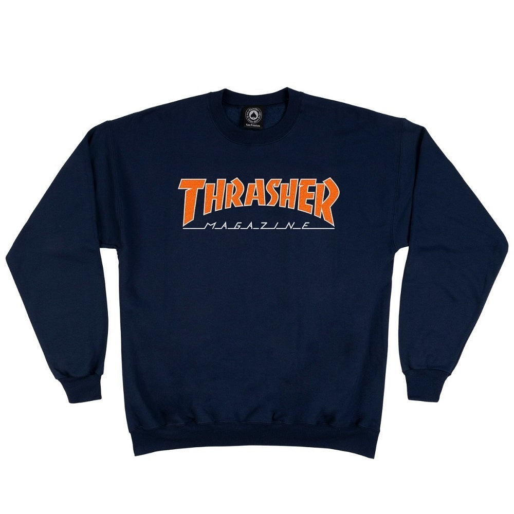 THRASHER OUTLINED CREWNECK NAVY MENS SWEATSHIRT