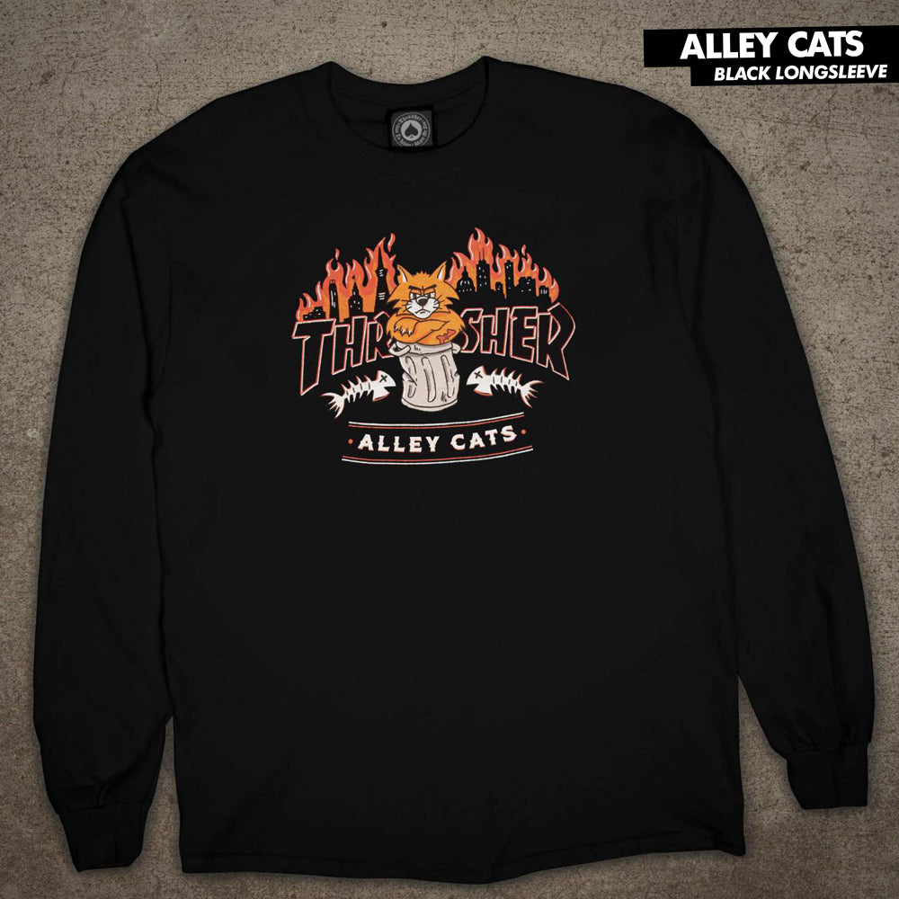 THRASHER ALLEY CATS LONG SLEEVED MENS T-SHIRT